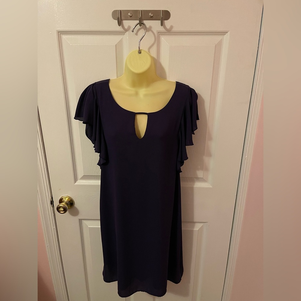 Anthropologie Everly Purple Flutter Sleeve Dress